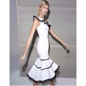 Alexis "Christie" dress with contrast scalloped lace trim size small (new)